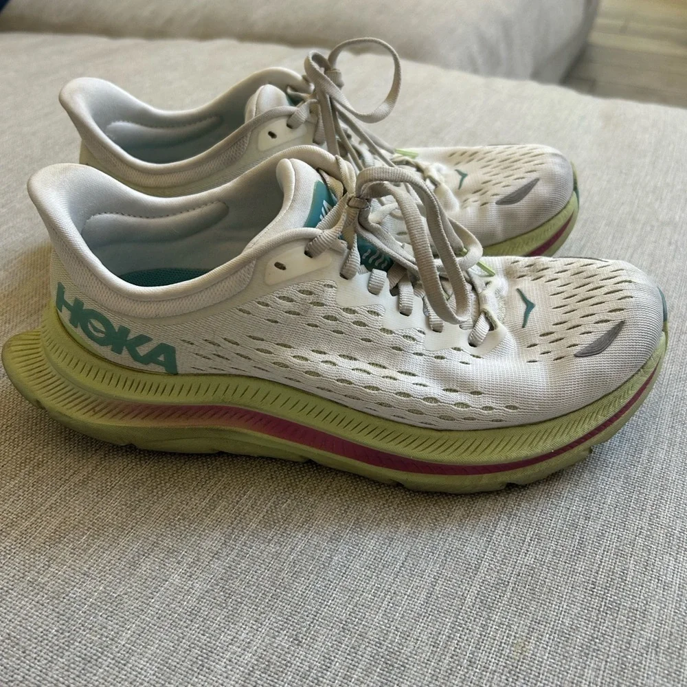 Hoka Women's White and Teal Athletic Shoes kawana